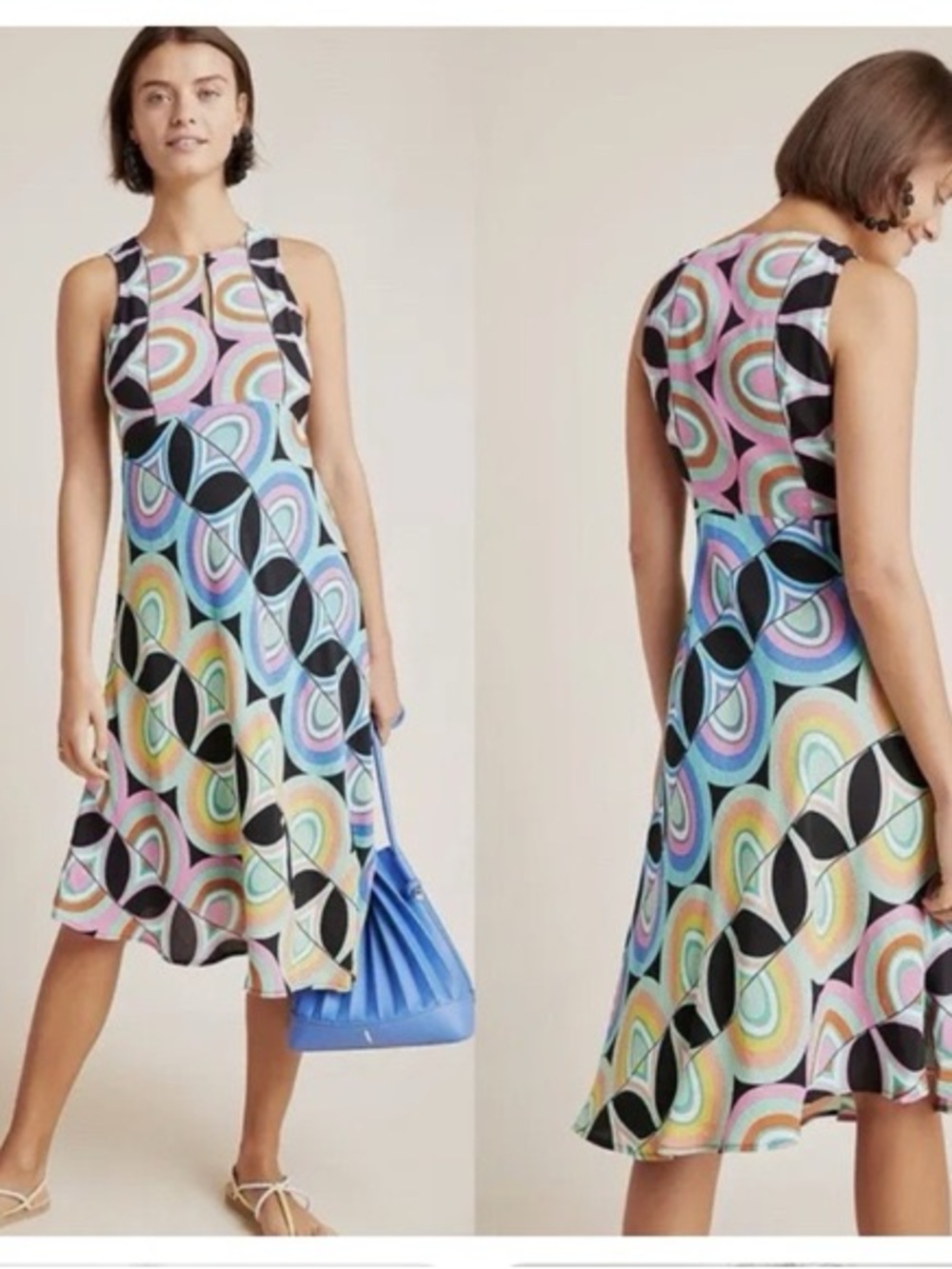 Anthropologie Kenzie asymmetrical Geometric A-Line Midi Dress